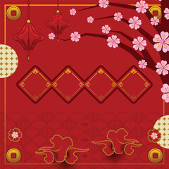 Square Chinese New Year Vertical Poster Template Celebration