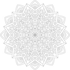 Fototapeta premium Intricate Rounded Mandala Coloring Page - Relaxing and Detailed Design for Mindful Creativity
