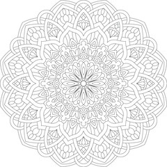 Intricate Rounded Mandala Coloring Page - Relaxing and Detailed Design for Mindful Creativity