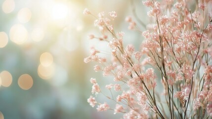 Naklejka premium Delicate Soft Pink Floral Background with Bokeh Effect for Elegant and Romantic Designs