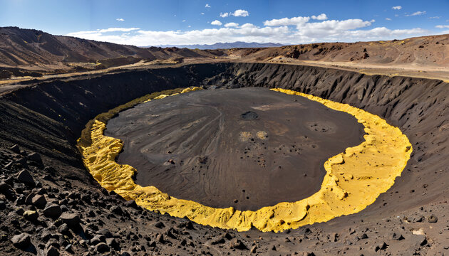 Crat&egrave;re volcanique avec d&eacute;p&ocirc;ts de soufre