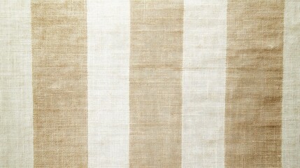 Fototapeta premium Textured Striped Cotton Fabric in Natural Light Showcasing Smooth Surface and Earthy Tones Suitable for Upholstery and Fashion Design