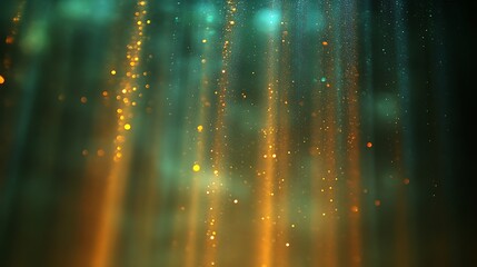 Golden and Teal Light Particles Falling Background