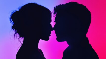 Fototapeta premium Silhouette of a couple in love.