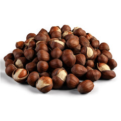 Obraz premium Mound of raw hazelnuts showcasing their rich brown shells and distinct texture in a natural setting