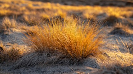 Golden Grass Illuminated By Sunset Light