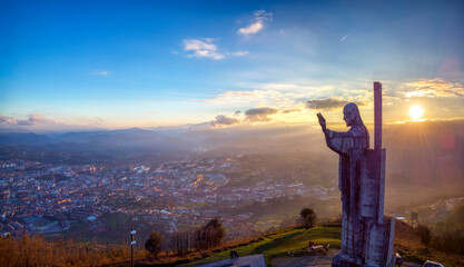 Fototapeta premium Christ of the Sacred Heart on the top of Mount Naranco in Oviedo, Asturias.