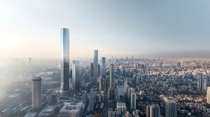 Stunning city skyline with modern skyscrapers.