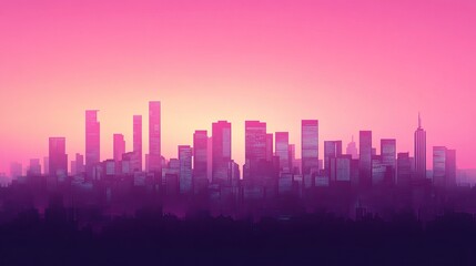 Fototapeta premium Stunning skyline at sunset with vibrant colors.