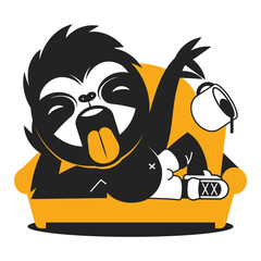 Hand drawn vector illustration of a cute sloth superhero, with lettering quote Be your own hero. Isolated objects on white background. Scandinavian style flat design. Concept for children print.