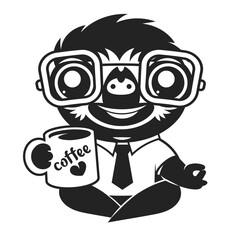 Sloth face with serious expression in classic design