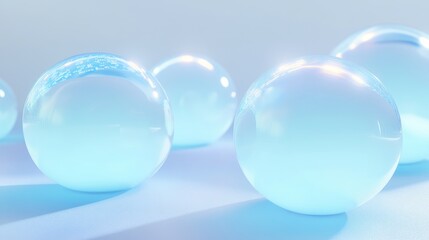 Translucent blue spheres on a light background.