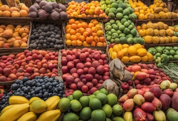 a market stall with different fruits