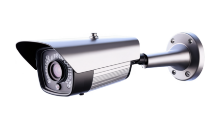 Realistic modern CCTV security camera mounted on a wall for enhanced surveillance in urban environments