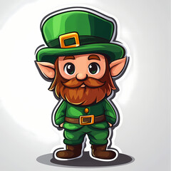 Charming cartoon leprechaun character dressed in green with playful expression and friendly demeanor. Generative AI