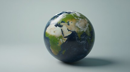 Fototapeta premium Vibrant globe illustrating Earth's diverse landscapes.