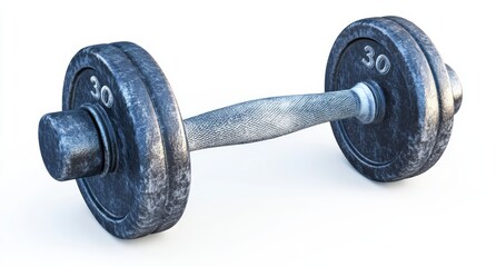 Fototapeta premium Close-up of Single Dumbbell on White Background