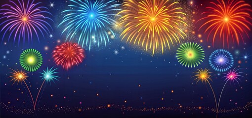 Fototapeta premium Happy Fireworks Background generate ai