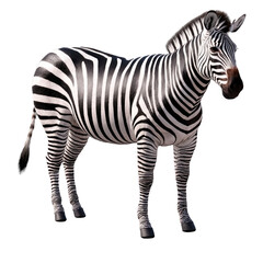Fototapeta premium Realistic zebra stands proudly showcasing distinct black and white stripes in a full body view