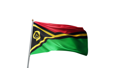 Flag of vanuatu with no background, transparent png, flag on a flag pole waving in the wind, national symbol of vanuatu island, country in oceania, picture of a flag	