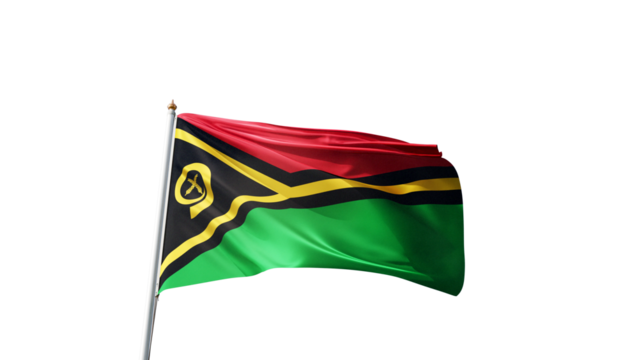 Flag of vanuatu with no background, transparent png, flag on a flag pole waving in the wind, national symbol of vanuatu island, country in oceania, picture of a flag	