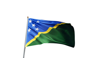 Flag of the solomon islands with no background, transparent png, flag on a flag pole waving in the wind, national symbol of the solomon islands, country in oceania, picture of a flag	