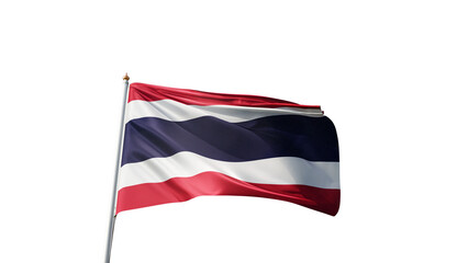 Flag of thailand with no background, transparent png, flag on a flag pole waving in the wind, national symbol of thai people, country in asia, picture of a flag	