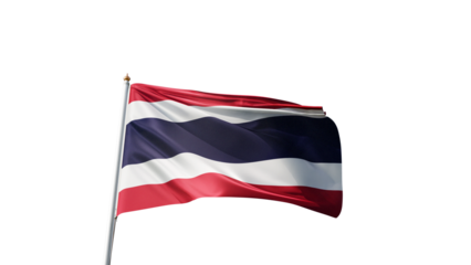 Flag of thailand with no background, transparent png, flag on a flag pole waving in the wind, national symbol of thai people, country in asia, picture of a flag	