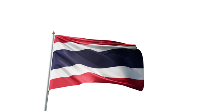 Flag of thailand with no background, transparent png, flag on a flag pole waving in the wind, national symbol of thai people, country in asia, picture of a flag	 - Powered by Adobe