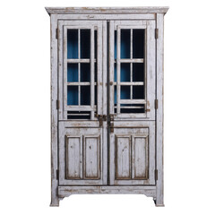 Fototapeta premium Rustic farmhouse cabinet made of reclaimed wood with vintage appeal and modern functionality in a cozy interior setting