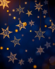 Magical Hanging Star Decorations with Bokeh Background