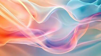 A calming abstract hologram with soft, flowing colors and shapes, designed for relaxation and meditation