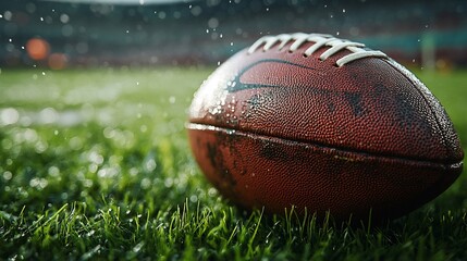 Obraz premium American Football on a Rainy Day