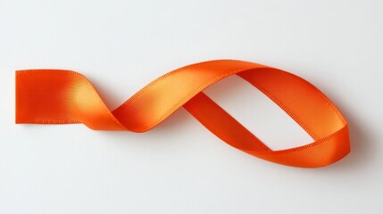 Orange Satin Ribbon Curls on White Background