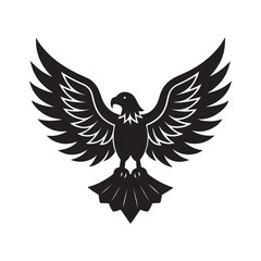 Obraz premium majestic eagle with wings silhouette, black and white silhouette, vector and&nbsp;illustration