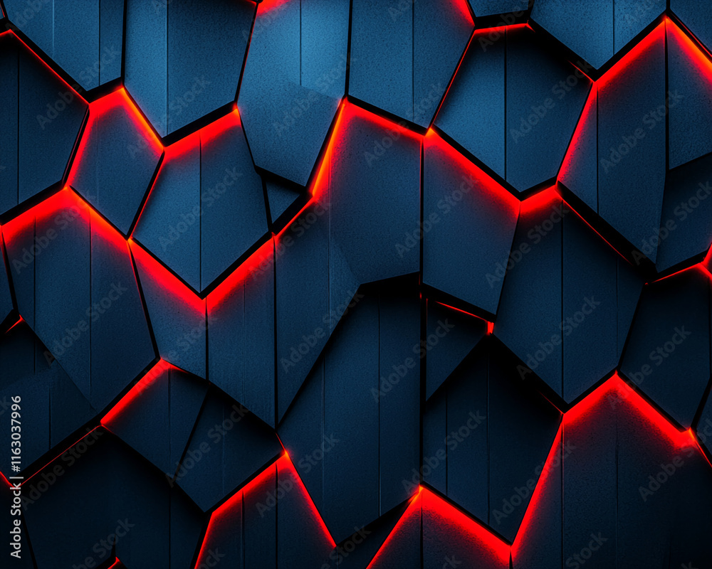 Aufkleber abstract futuristic design with glowing red highlights and geometric shapes for modern backgrounds