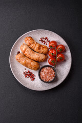 Grilled sausages with spices and herbs