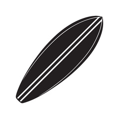 surfboard silhouette, black and white silhouette, vector and illustration