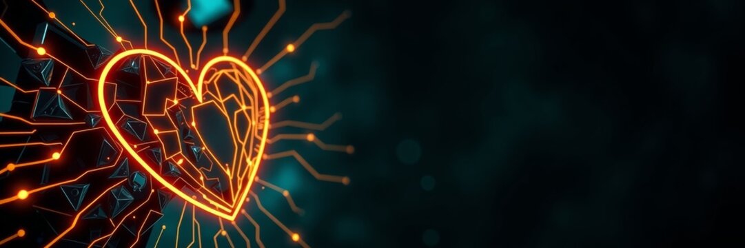 Glowing Heart Design for Happy Valentine's Day with Radiating Lines