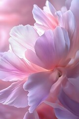 Fototapeta premium serene and dreamy art piece featuring an abstract macro view of pale pink peony petals
