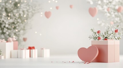 Romantic Valentine's Day Gift Box with Red Hearts and Glitter Decoration 5