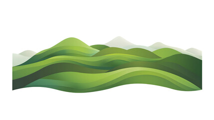 Obraz premium Green hills landscape, isolated on white background 