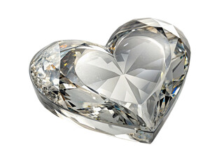 Fototapeta premium Heart-shaped crystal figurine showcases intricate designs with brilliant clarity and shine isolated on transparent background