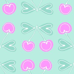 Valentine hearts seamless 14 February love cherry pattern for wrapping paper