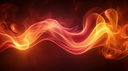 Abstract fiery orange and red wave on black background.