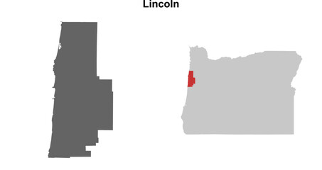 Lincoln County (Oregon) blank outline map set