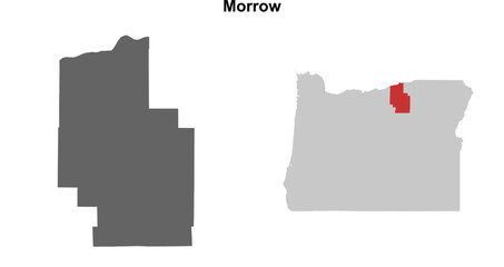 Morrow County (Oregon) blank outline map set