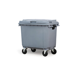 Durable Gray Industrial Dumpster on Wheels for Effective Waste Management and Disposal in Various Commercial and Industrial Environments