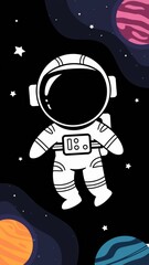 Fototapeta premium Cute Astronaut Silhouette Vector Illustration Generative aI