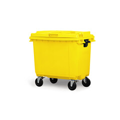 High-Quality Yellow Industrial Dumpster on Wheels for Efficient Waste Management and Disposal in Commercial and Industrial Settings